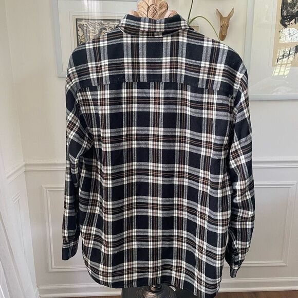 John Blair Black Tan Plaid Button Shirt L - Picture 3 of 6